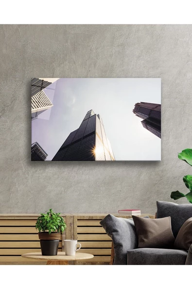 AlpiLeo Geometrik Bina Alp Özel Cam Tablo, Ev Ve Ofis Duvar Dekoru - Resim 2
