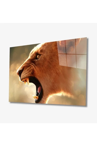 AlpiLeo Aslan Hayvan Alp Özel Cam Tablo 4mm Dayanıklı Temperli Cam ürün görseli 1