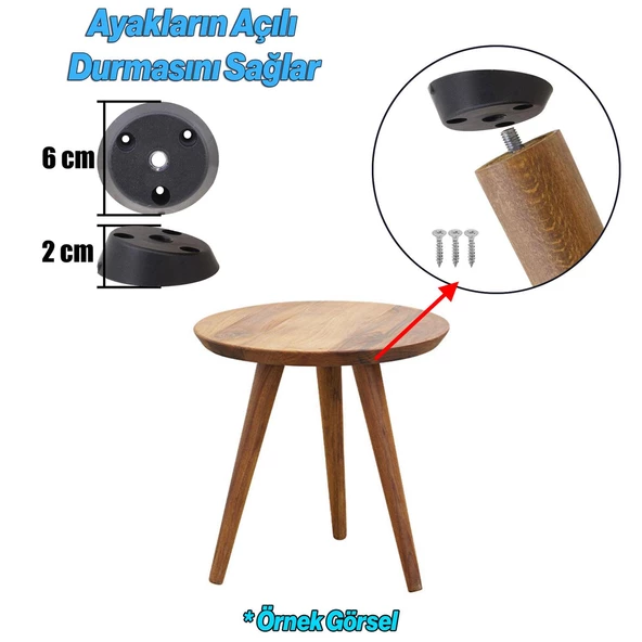 4 Adet Ahşap Mobilya Ayağı 50 cm Dereceli Aparatlı Sehpa Zigon Orta Masa Puf Tabure Ayakları m8 - 2