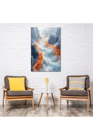 AlpiLeo Ateş Ve Buzun Dansı Alp Özel Cam Tablo Hediyelik Büyük Tablo Ev Ofis Dekoru ürün görseli 1