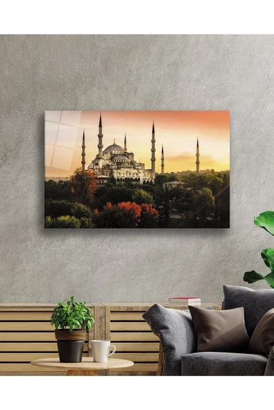 AlpiLeo Istanbul Cami Manzara 4mm Dayanıklı Alp Özel Cam Tablo Temperli Cam - Resim 2