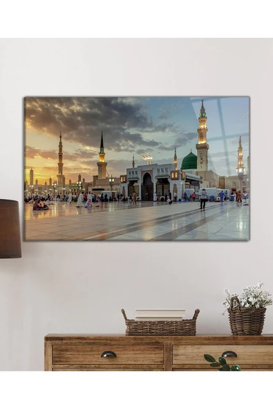 AlpiLeo Mescidi-i Nebevi Uv Baskılı Alp Özel Cam Tablo, Ev Ve Ofis Duvar Dekoru Hediyelik - Resim 2