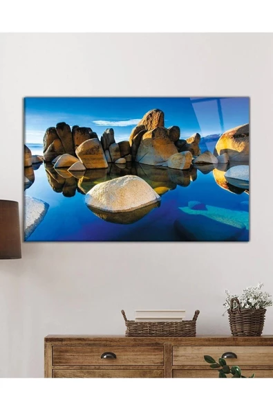 AlpiLeo Dağ Yansıma Manzara Alp Özel Cam Tablo, Ev Ve Ofis Duvar Dekoru - Resim 2