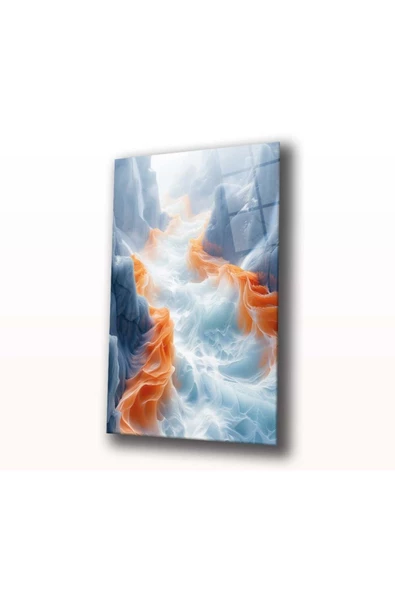 AlpiLeo Ateş Ve Buzun Dansı Alp Özel Cam Tablo Hediyelik Büyük Tablo Ev Ofis Dekoru - Resim 3