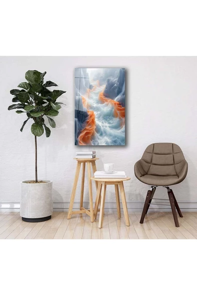 AlpiLeo Ateş Ve Buzun Dansı Alp Özel Cam Tablo Hediyelik Büyük Tablo Ev Ofis Dekoru - Resim 4