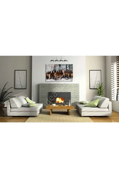 AlpiLeo Geyikler Hayvan Alp Özel Cam Tablo 4mm Dayanıklı Temperli Cam - Resim 2