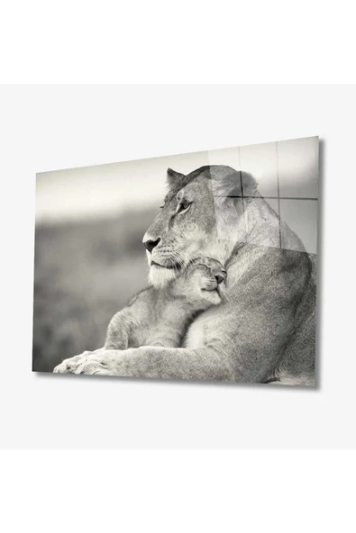 AlpiLeo Aslan Hayvan Alp Özel Cam Tablo 4mm Dayanıklı Temperli Cam ürün görseli 1