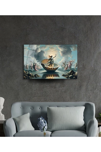 AlpiLeo Venüsün Doğuşu Alp Özel Cam Tablo Yapay Zeka Tablo, Ev Ofis Dekoru - Resim 2
