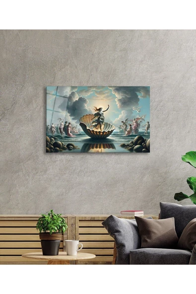 AlpiLeo Venüsün Doğuşu Alp Özel Cam Tablo Yapay Zeka Tablo, Ev Ofis Dekoru - Resim 3