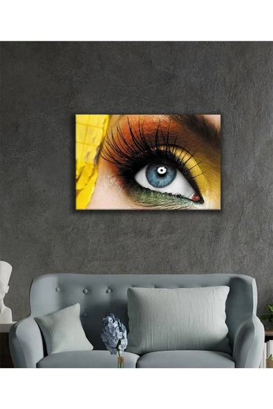 AlpiLeo Kadınlar Renklerin Büyüsü Göz Alp Özel Cam Tablo, Ev Ve Ofis Duvar Dekoru - Resim 2