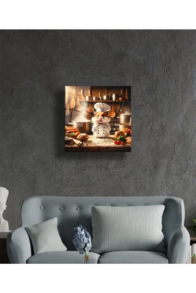 AlpiLeo Minik Şefin Lezzet Atölyesi Alp Özel Cam Tablo Hediyelik Büyük Tablo Ev Ofis Dekoru - Resim 2