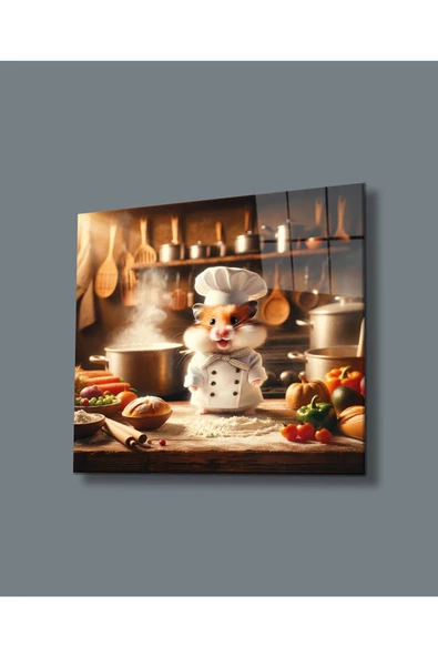 AlpiLeo Minik Şefin Lezzet Atölyesi Alp Özel Cam Tablo Hediyelik Büyük Tablo Ev Ofis Dekoru ürün görseli 1