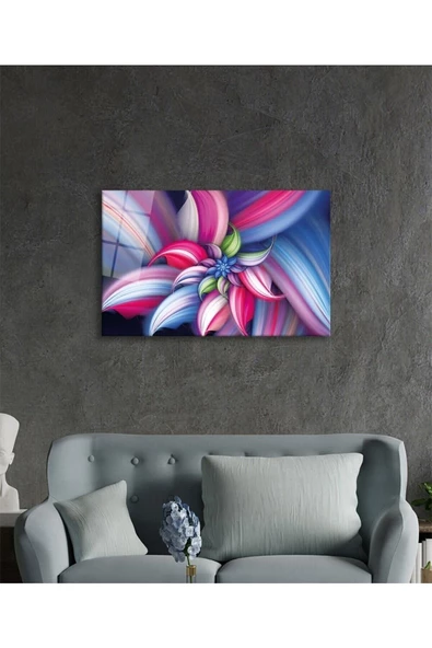 AlpiLeo Renkli Fraktal Soyut Alp Özel Cam Tablo, Ev Ve Ofis Duvar Dekoru, Hediyelik Tablo - Resim 3