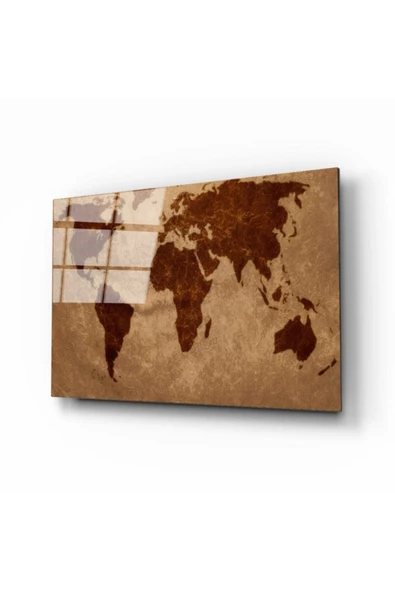 AlpiLeo Dünya Haritası 63 Alp Özel Cam Tablo ürün görseli 1