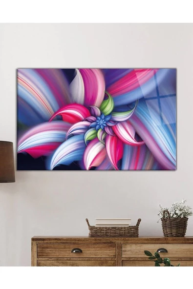 AlpiLeo Renkli Fraktal Soyut Alp Özel Cam Tablo, Ev Ve Ofis Duvar Dekoru, Hediyelik Tablo - Resim 2