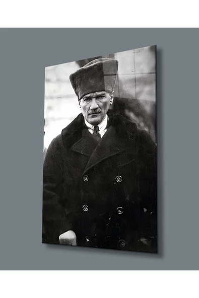 AlpiLeo Atatürk Portresi Uv Baskılı Alp Özel Cam Tablo, Ev Ve Ofis Duvar Dekoru Hediyelik ürün görseli 1