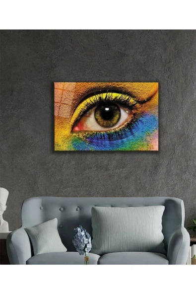AlpiLeo Kadınlar Renkli Göz Makyajı Alp Özel Cam Tablo, Ev Ve Ofis Duvar Dekoru - Resim 2