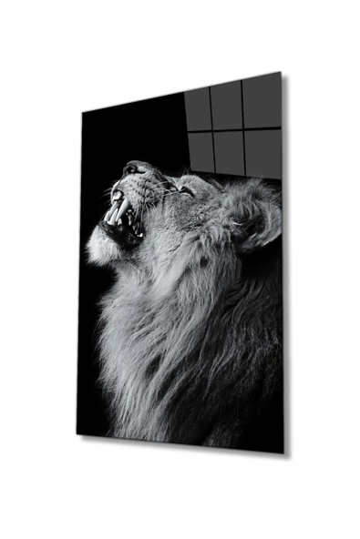 AlpiLeo Aslan Hayvan Temperli Cam Tablo - Resim 2