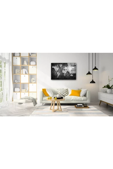 AlpiLeo Dünya Haritası 47 Alp Özel Cam Tablo - Resim 2