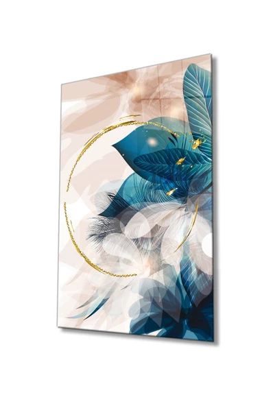 AlpiLeo Yapraklar Soyut Temperli Cam Tablo - Resim 2