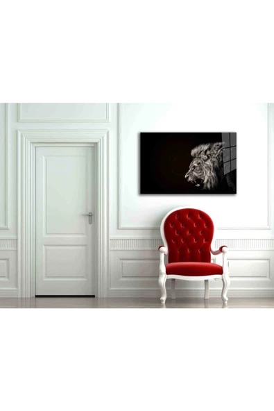 AlpiLeo Aslan Hayvan Alp Özel Cam Tablo - Resim 2