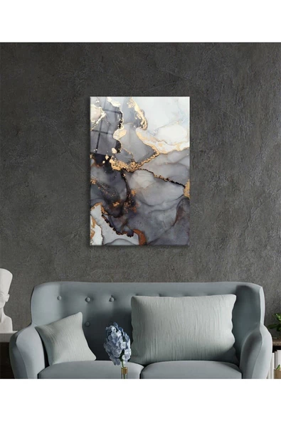 AlpiLeo Renkli Mermer Soyut Alp Özel Cam Tablo, Ev Ve Ofis Duvar Dekoru, Hediyelik Tablo - Resim 3