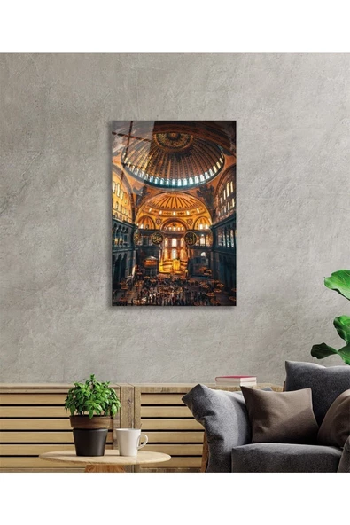 AlpiLeo Ayasofya Camii Motif Dini Islami Alp Özel Cam Tablo Ev Ve Ofis Duvar Dekoru - Resim 3