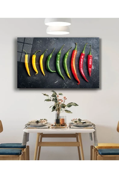 AlpiLeo Renkli Biberler Alp Özel Cam Tablo - Resim 2