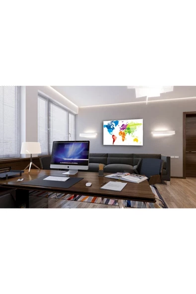 AlpiLeo Dünya Haritası 40 Alp Özel Cam Tablo - Resim 3