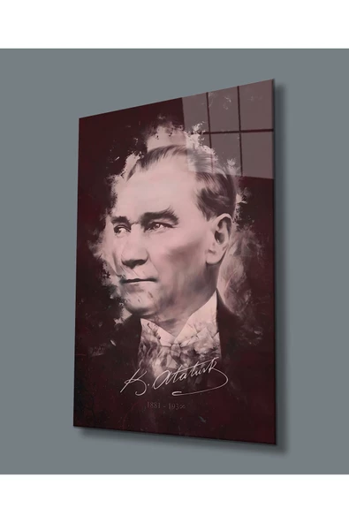 AlpiLeo Atatürk Portresi Uv Baskılı Alp Özel Cam Tablo, Ev Ve Ofis Duvar Dekoru Hediyelik ürün görseli 1