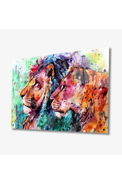 AlpiLeo Aslan Hayvan Alp Özel Cam Tablo 4mm Dayanıklı Temperli Cam ürün görseli 1