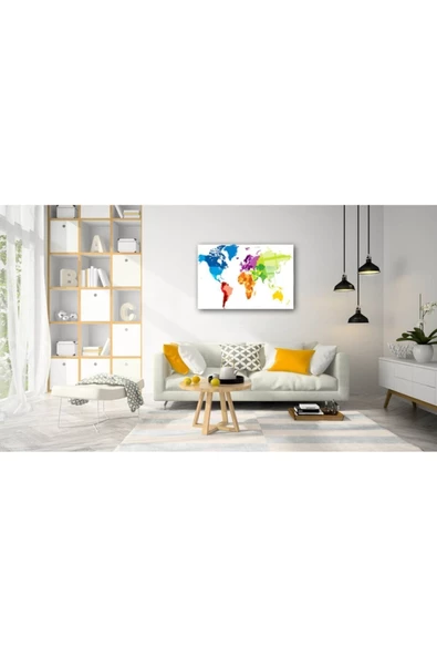 AlpiLeo Dünya Haritası 40 Alp Özel Cam Tablo - Resim 2