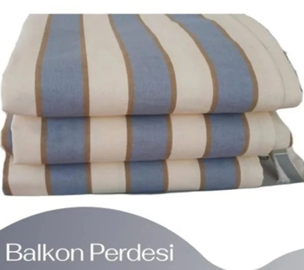 GENCER Home Balkon Perdesi Brandası Gri Krem Çizgili 400X250