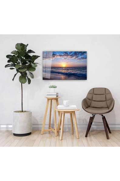 AlpiLeo Deniz Günbatımı Alp Özel Cam Tablo 4mm Dayanıklı Temperli Cam - Resim 2