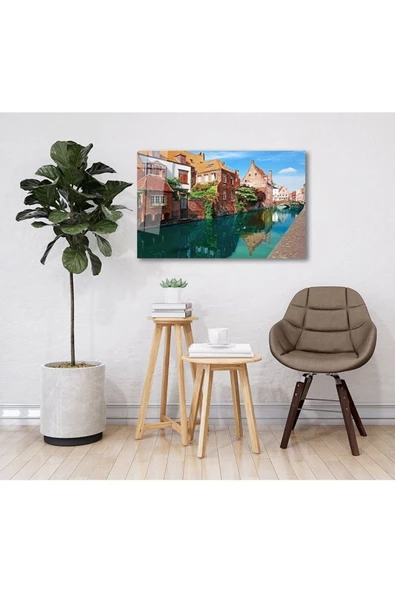 AlpiLeo Şehir Manzaralı Alp Özel Cam Tablo, Ev Ve Ofis Duvar Dekoru Hediyelik Tablo - Resim 2