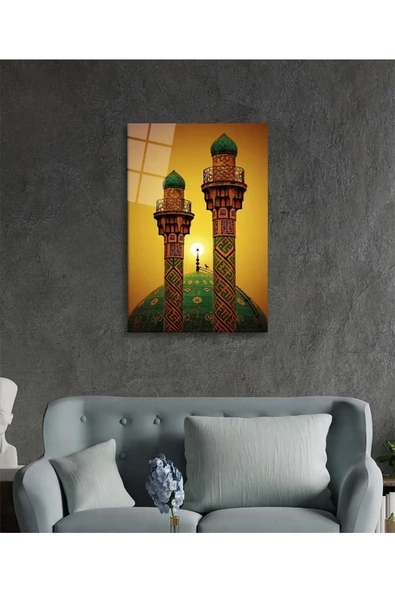 AlpiLeo Tahran Şerif Camii Dini Islami Alp Özel Cam Tablo Ev Ve Ofis Duvar Dekoru - Resim 2