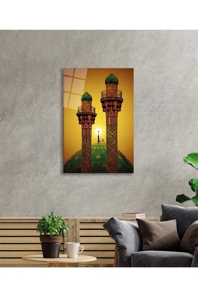 AlpiLeo Tahran Şerif Camii Dini Islami Alp Özel Cam Tablo Ev Ve Ofis Duvar Dekoru - Resim 3