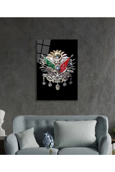 AlpiLeo Osmanlı Arması Tuğrası Alp Özel Cam Tablo, Ev Ve Ofis Duvar Dekoru, Hediyelik Tablo - Resim 3