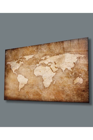 AlpiLeo Dünya Haritası Uv Baskılı Alp Özel Cam Tablo, Ev Ve Ofis Duvar Dekoru Hediyelik ürün görseli 1