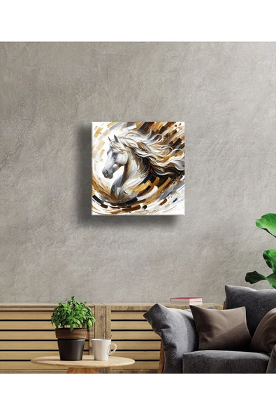 AlpiLeo Rüzgarın Dansı Soyut At Portresi Alp Özel Cam Tablo Hediyelik Tablo Ev Ofis Dekoru - Resim 3