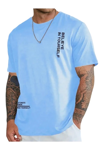 Erkek Believe Baskılı Oversize T-shirt ürün görseli