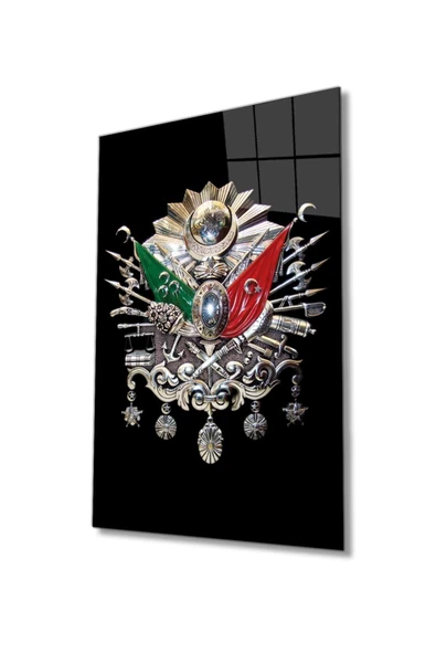 AlpiLeo Osmanlı Arması Tuğrası Alp Özel Cam Tablo, Ev Ve Ofis Duvar Dekoru, Hediyelik Tablo ürün görseli 1