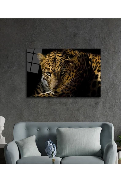 AlpiLeo Leopar Hayvan Alp Özel Cam Tablo - Resim 2
