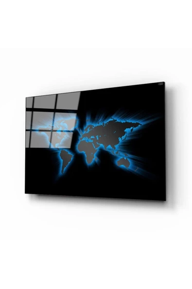 AlpiLeo Dünya Haritası 37 Alp Özel Cam Tablo ürün görseli 1