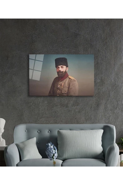 AlpiLeo Cemal Paşa Portresi Alp Özel Cam Tablo, Ev Ve Ofis Duvar Dekoru - Resim 3