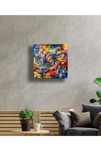 AlpiLeo Renklerin Senfonisi Soyut Harmoni Alp Özel Cam Tablo - Resim 2