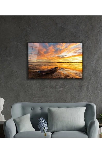 AlpiLeo Günbatımı Deniz 4mm Dayanıklı Alp Özel Cam Tablo Temperli Cam - Resim 2