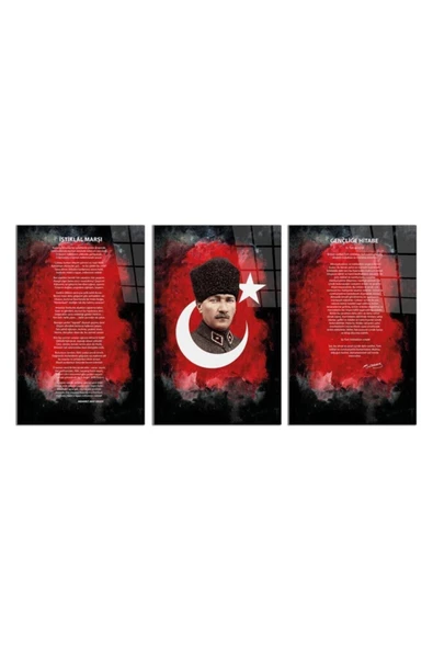 AlpiLeo Unisex Kırmızı Atatürk İstiklal Marşı  Gençliğe Hitabe  3 Lü ürün görseli 1