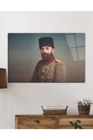 AlpiLeo Cemal Paşa Portresi Alp Özel Cam Tablo, Ev Ve Ofis Duvar Dekoru - Resim 2