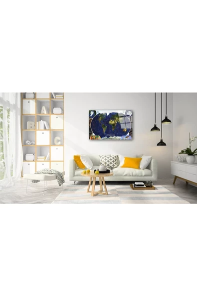 AlpiLeo Dünya Haritası 55 Alp Özel Cam Tablo - Resim 2